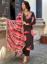 Pure Muslin Wine Traditional Wear Printed Readymade Kurti Set